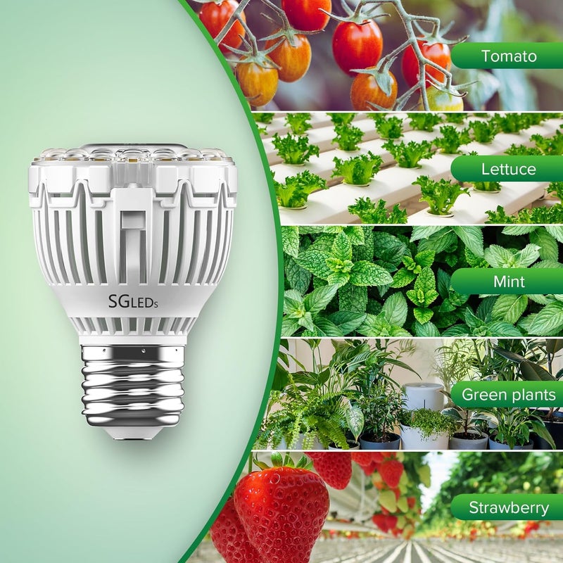 SGLEDs Dimmable Grow Light Bulb for Indoor Plants, Full Spectrum with Remote Control, Auto On Off Timing 4 8 12 Hrs, 10W PAR20 (150 Watt Equiv) Grow Lamp with Optical Lens for High PPFD, Energy Saving - Image 4